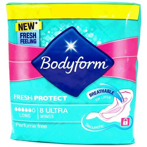 Bodyform Long Towel with Wings, New Cour - V Adaptive Technology 8 pcs (Case of 4) - BritishGram.com