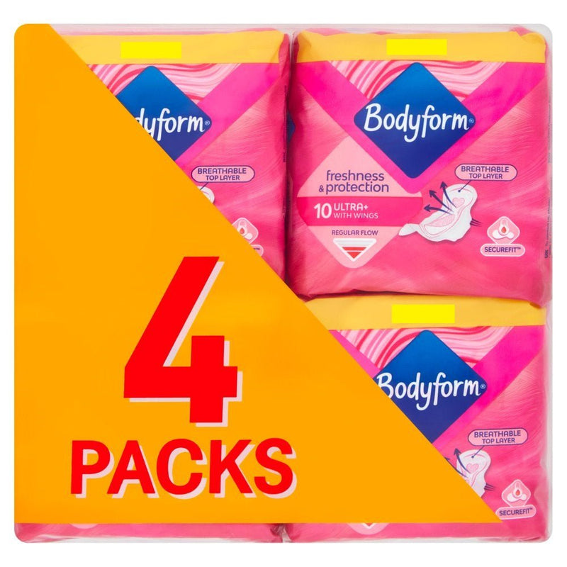 Bodyform Ultra+ with 10 Wings (Pack of 4) - BritishGram.com