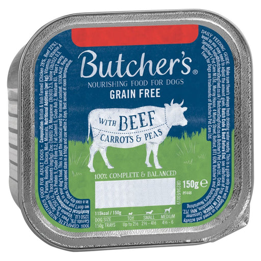 Butcher's Nourishing Food for Dogs with Beef Carrots & Peas PMP 150g (Case of 12) - BritishGram.com