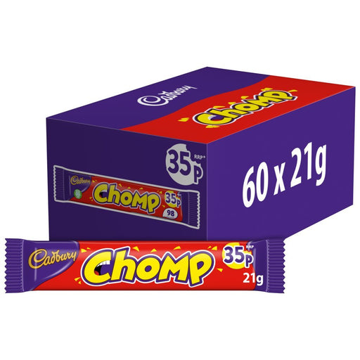 Cadbury Chomp Chocolate Bar PMP 39p 21g (Case of 60) - BritishGram.com