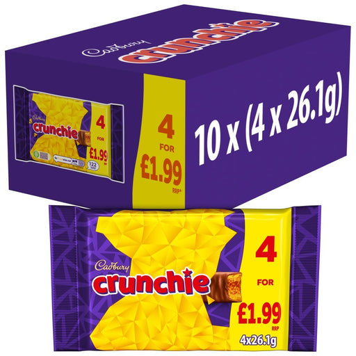 Cadbury Crunchie Chocolate Bar 4 Pack Multipack PMP (Case of 10) - BritishGram.com