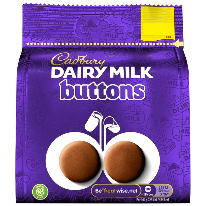 Cadbury Dairy Milk Buttons Chocolate Bag PMP 85g (Case of 10) - BritishGram.com