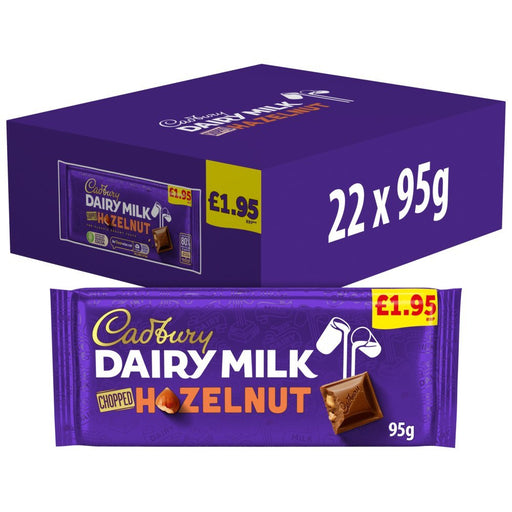 Cadbury Dairy Milk Chopped Hazelnut Chocolate Bar 95g (Case of 22) - BritishGram.com
