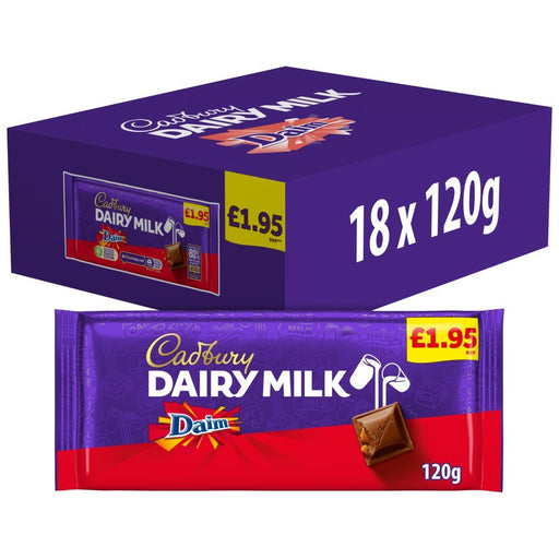 Cadbury Dairy Milk Daim Chocolate Bar 120g (Case of 18) - BritishGram.com