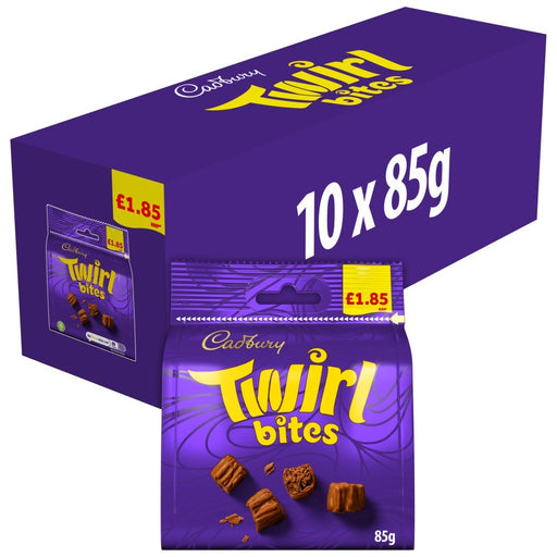 Cadbury Twirl Bites Chocolate Bag PMP 95g (Case of 10) - BritishGram.com