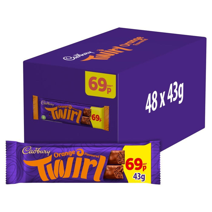 Cadbury Twirl Orange Chocolate Bar PMP 43g (Case of 48) - BritishGram.com