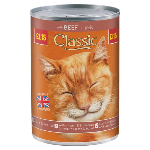 Classic Beef in Jelly Cat Food Tin, 400g (Case of 12) - BritishGram.com