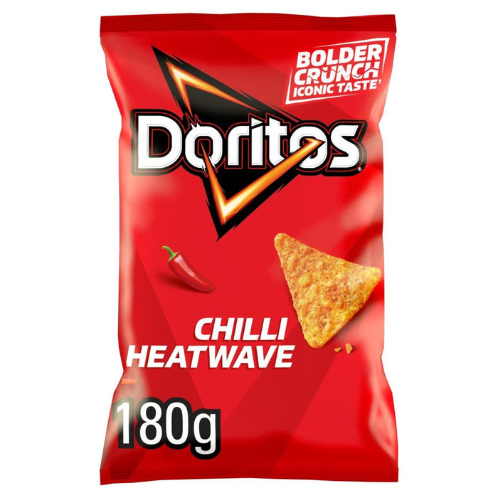 Doritos Chilli Heatwave Tortilla Chips Sharing Bag Crisps 180g (Box of 12) - BritishGram.com