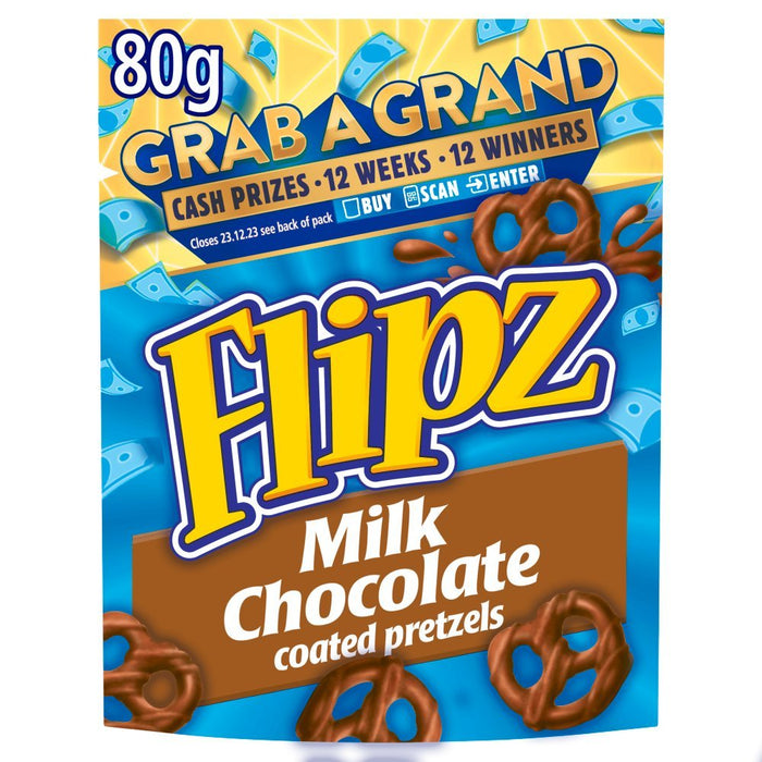 Flipz Milk Chocolate Coated Pretzels 80g (Box of 12) - BritishGram.com