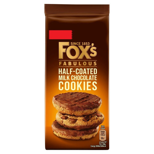 Fox's Fabulous Half - Coated Milk Chocolate Cookies PMP 175g (Box of 8) - BritishGram.com