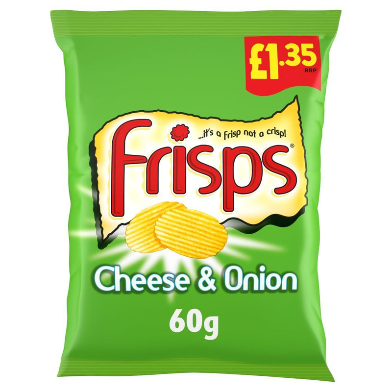 Frisps Cheese & Onion Crisps 60g (Box of 16) - BritishGram.com