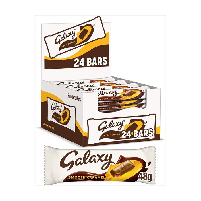 Galaxy Caramel Smooth Milk Chocolate Bar 48g (Box of 24) - BritishGram.com
