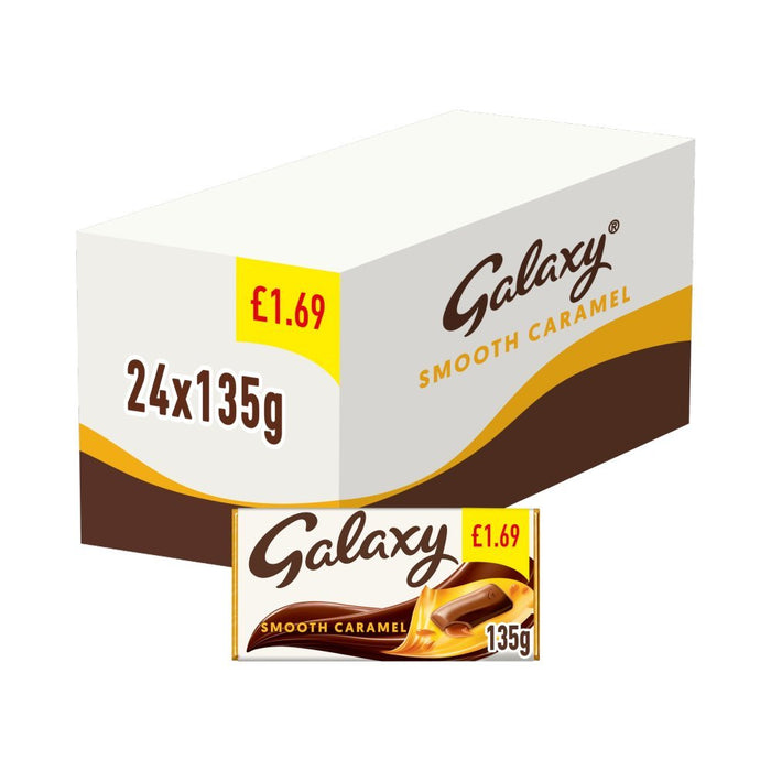Galaxy Smooth Caramel & Milk Chocolate Block Bar PMP 135g (Box of 24) - BritishGram.com