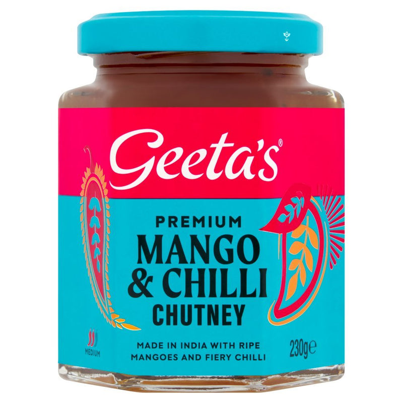 Geeta's Premium Mango & Chilli Chutney 230g (Case of 6) - BritishGram.com