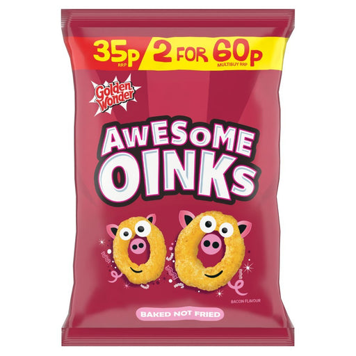 Golden Wonder Awesome Oinks Bacon Flavour 22g (Box of 36) - BritishGram.com