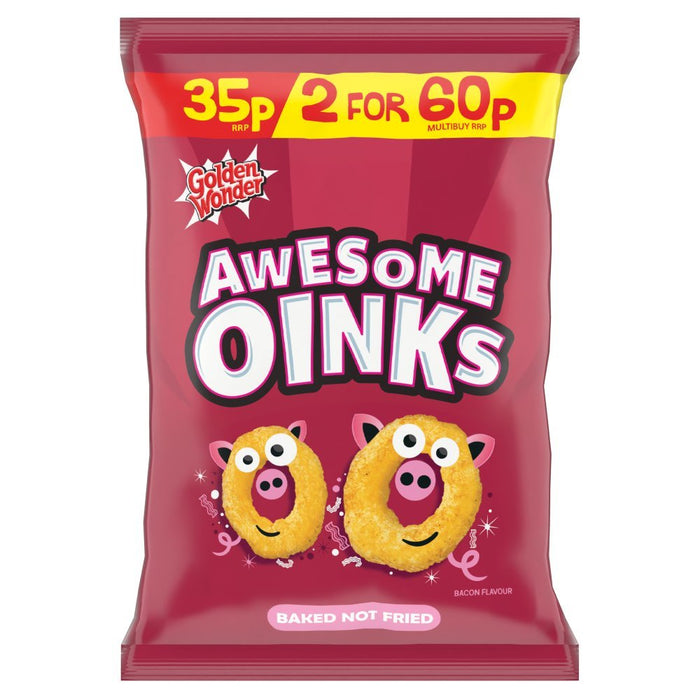 Golden Wonder Awesome Oinks Bacon Flavour 22g (Box of 36) - BritishGram.com
