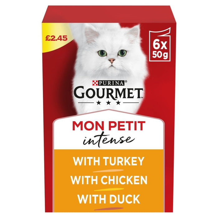 GOURMET Mon Petit Meaty Variety Duck, Chicken, Turkey Wet Cat Food 6 x 50g (Case of 8) - BritishGram.com