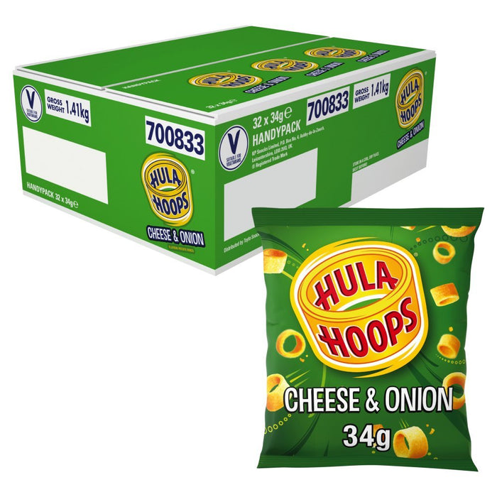 Hula Hoops Cheese & Onion Crisps 34g (Box of 32) - BritishGram.com