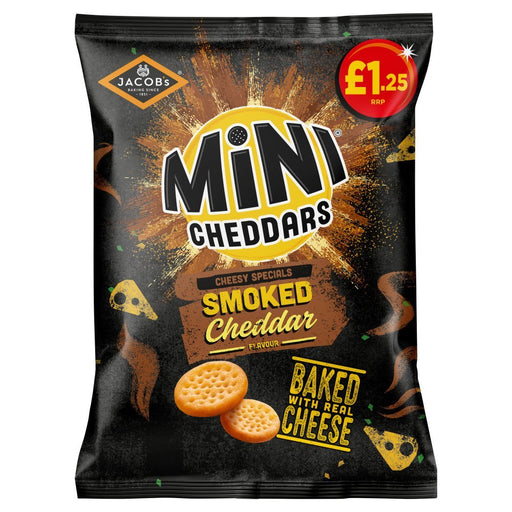 Jacob's Mini Cheddars Smoked Cheddar Baked Snacks 90g (Box of 15) - BritishGram.com