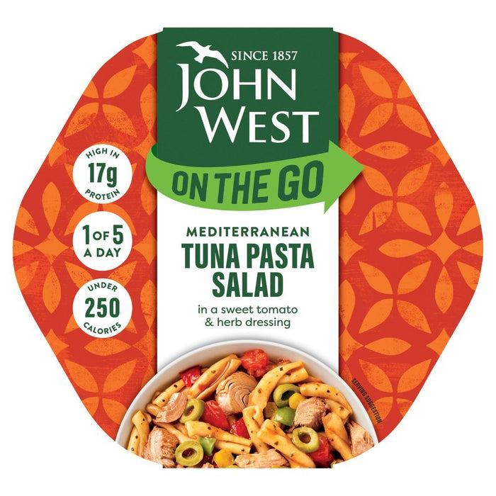 John West On The Go Mediterranean Tuna Pasta Salad 220g (Case of 6) - BritishGram.com