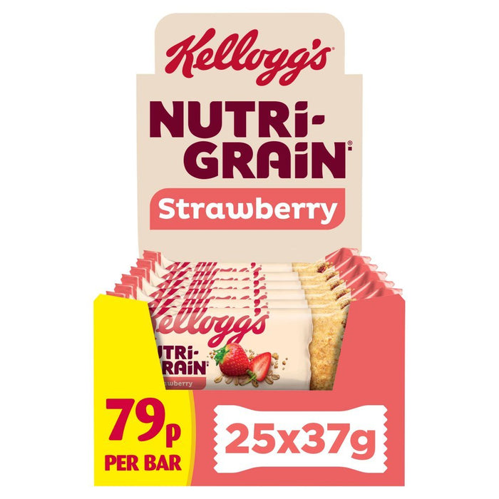 Kellogg's Nutri - grain Strawberry Snack Bar 37g (Box of 25) - BritishGram.com