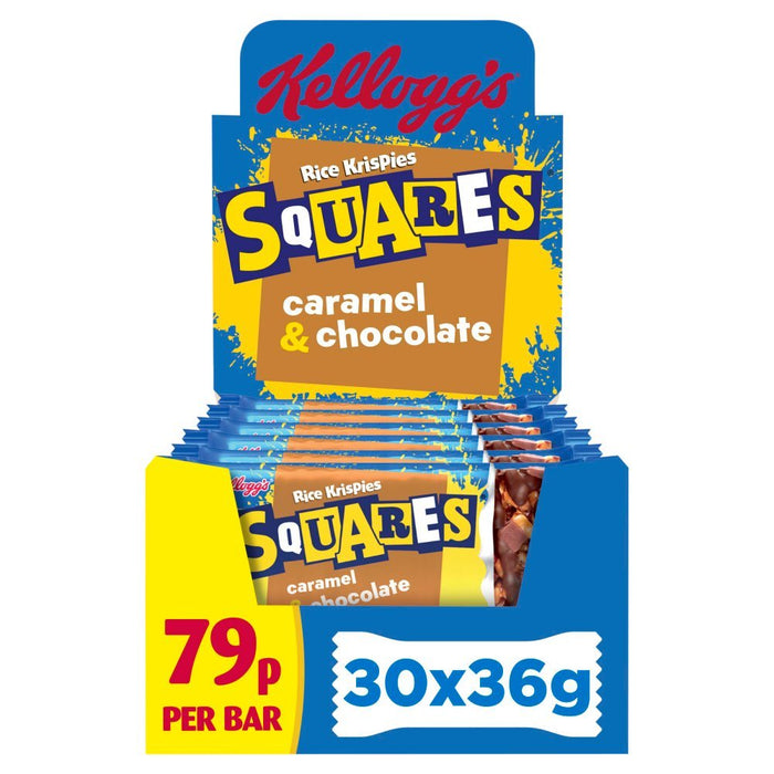 Kellogg's Rice Krispies Squares Caramel & Chocolate 36g (Box of 30) - BritishGram.com