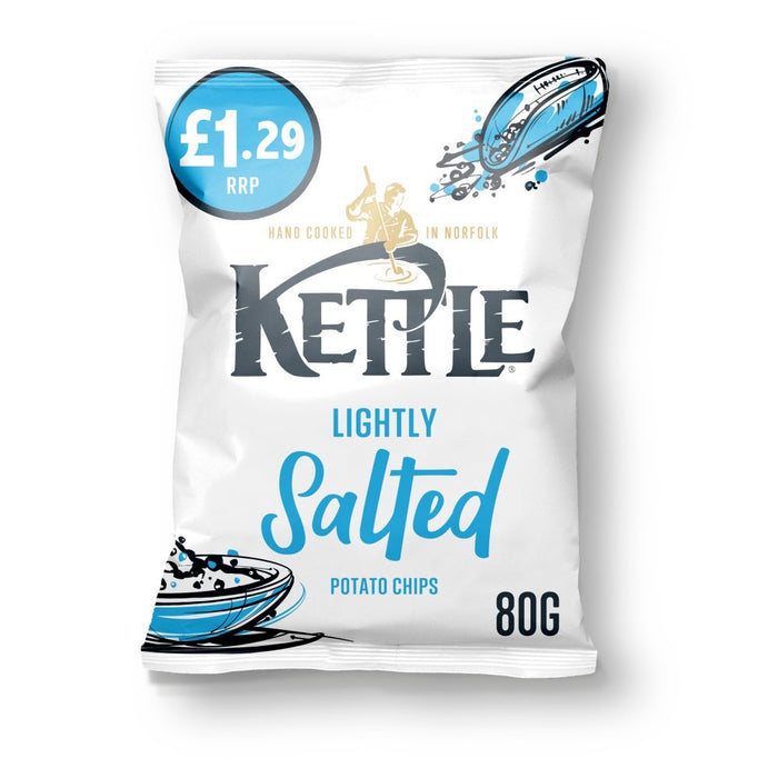 Kettle Chips Lightly Salted Crisps PMP 80g (Box of 12) - BritishGram.com