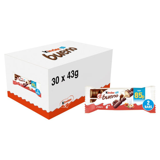 Kinder Bueno Milk and Hazelnuts 2 Pieces PMP 39g (Box of 30) - BritishGram.com