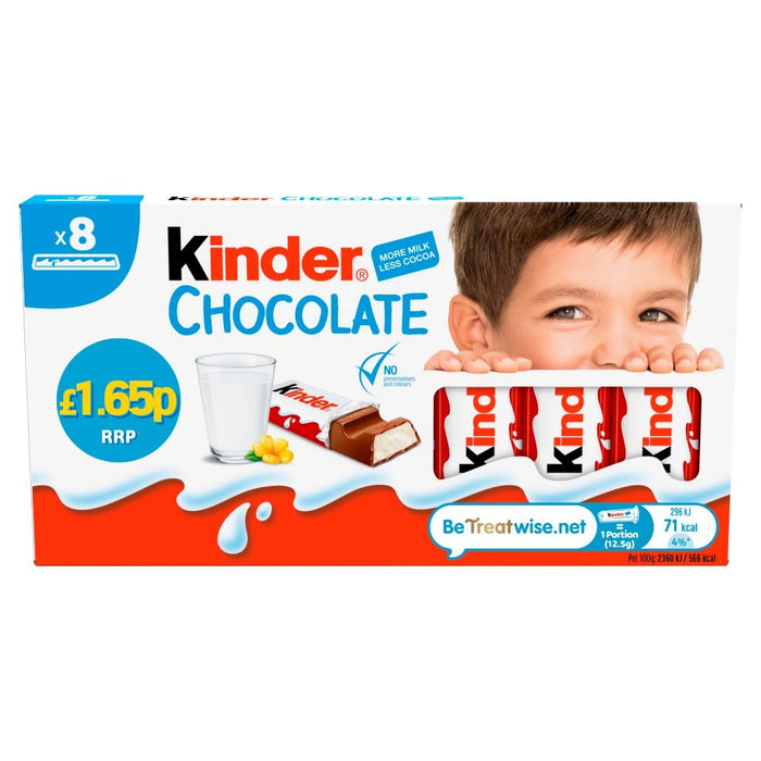 Kinder Chocolate 8 Bars x 12.5g (Box of 10) - BritishGram.com