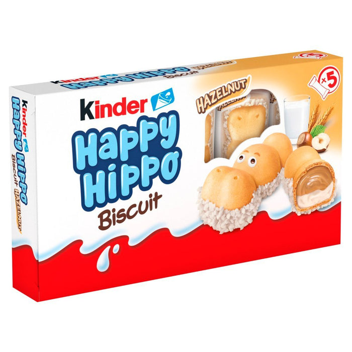 Kinder Happy Hippo Milk Chocolate and Hazelnut Biscuits Multipack 5 x 20.7g (Case of 10) - BritishGram.com