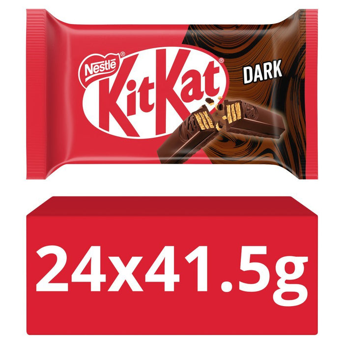 KitKat 4 Finger Dark Chocolate Bar 41.5g (Box of 24) - BritishGram.com