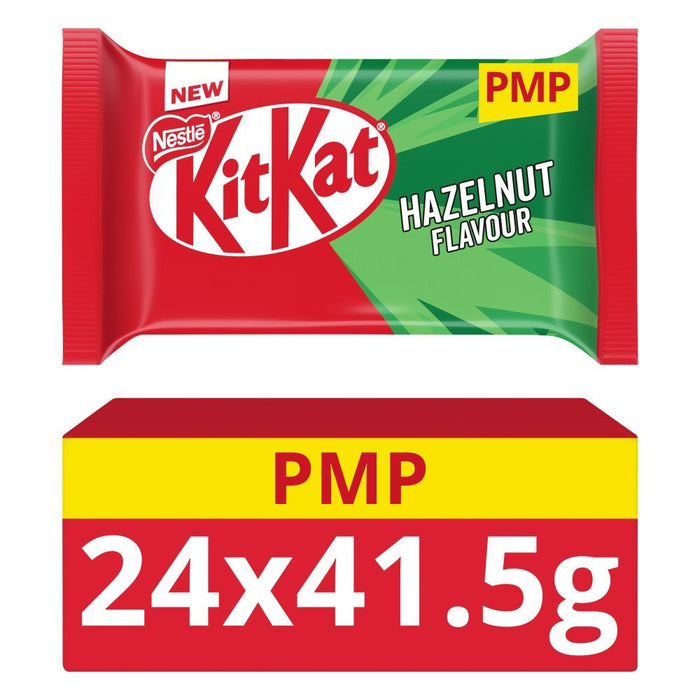 KitKat 4 Finger Hazelnut Chocolate Biscuit Bar 41.5g PMP (Box of 24) - BritishGram.com