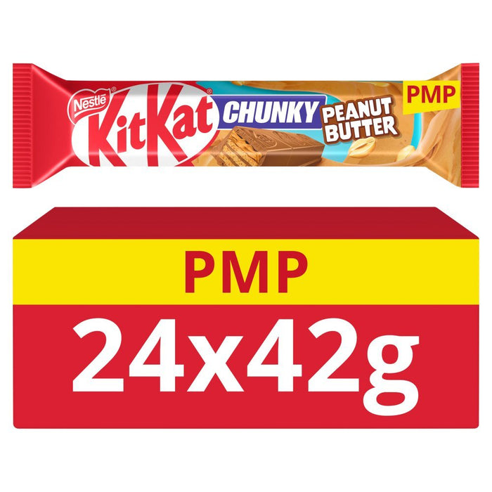 KitKat Chunky Peanut Butter Chocolate Bar PMP 42g (Box of 24) - BritishGram.com