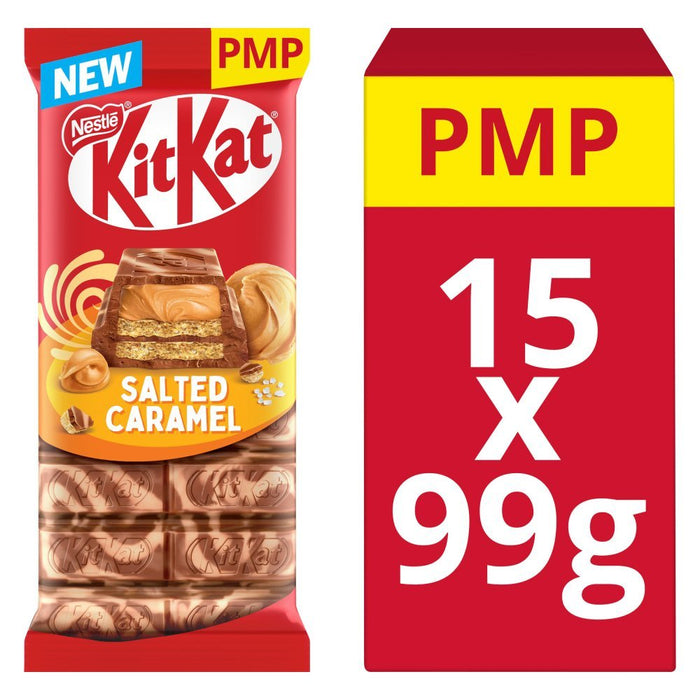 KitKat Salted Caramel Chocolate Sharing Bar 99g PMP (Box of 15) - BritishGram.com