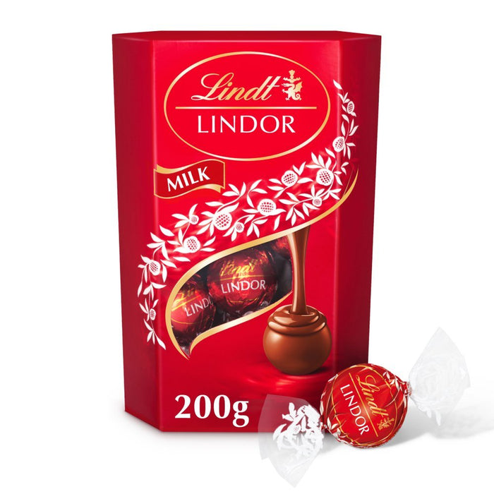 Lindt Lindor Milk Chocolate Truffles Box 200g (Case of 8) - BritishGram.com