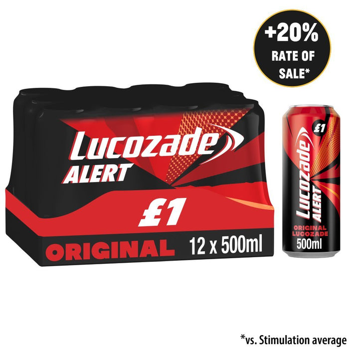 Lucozade Alert Original Energy Drink PMP 500ml (Case of 12) - BritishGram.com