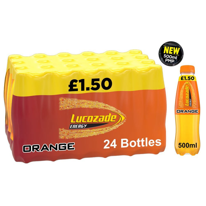 Lucozade Energy Drink Orange PMP 500ml (Case of 24) - BritishGram.com