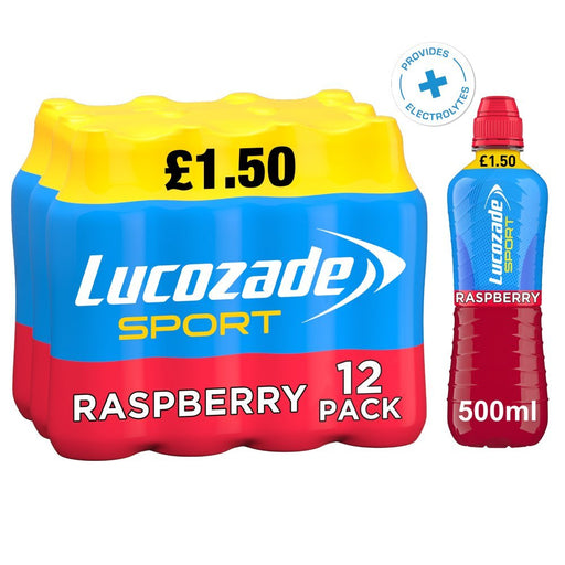 Lucozade Sport Drink Raspberry PMP 500ml (Case of 12) - BritishGram.com