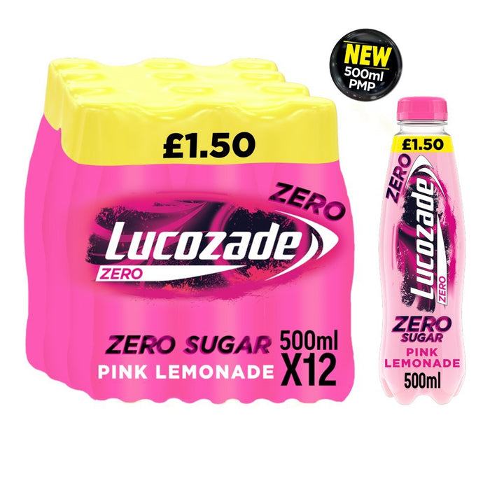 Lucozade Zero Pink Lemonade PMP 500ml (Case of 12) - BritishGram.com