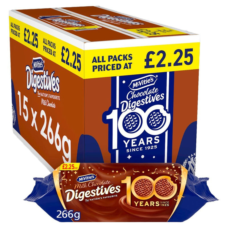 McVitie's Digestives Milk Chocolate 266g (Box of 15) - BritishGram.com