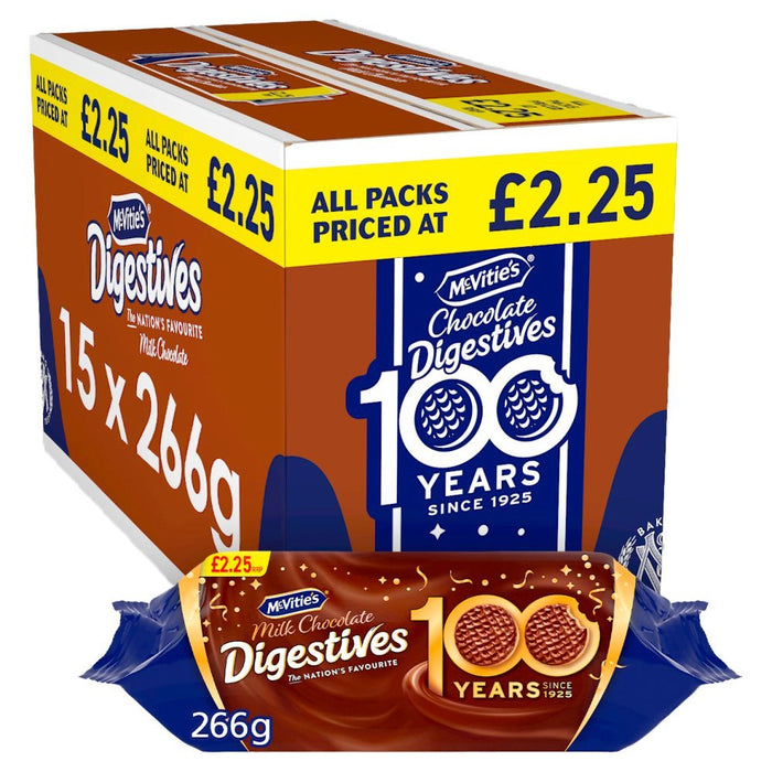 McVitie's Digestives Milk Chocolate 266g (Box of 15) - BritishGram.com
