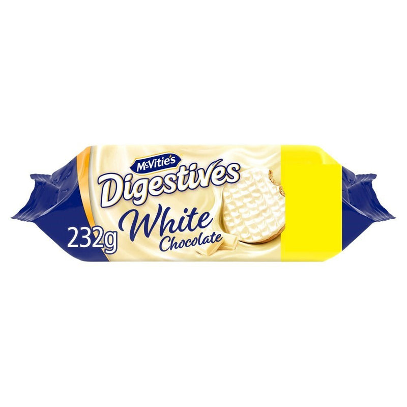 McVitie's Digestives White Chocolate PMP 232g (Box of 12) - BritishGram.com