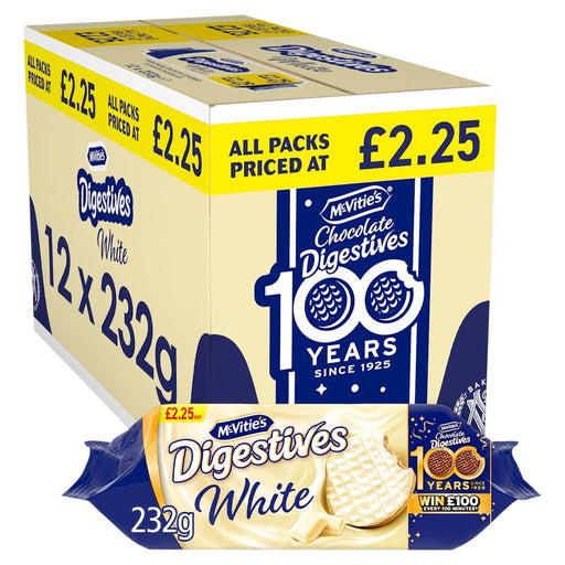 McVitie's Digestives White Chocolate PMP 232g (Box of 12) - BritishGram.com