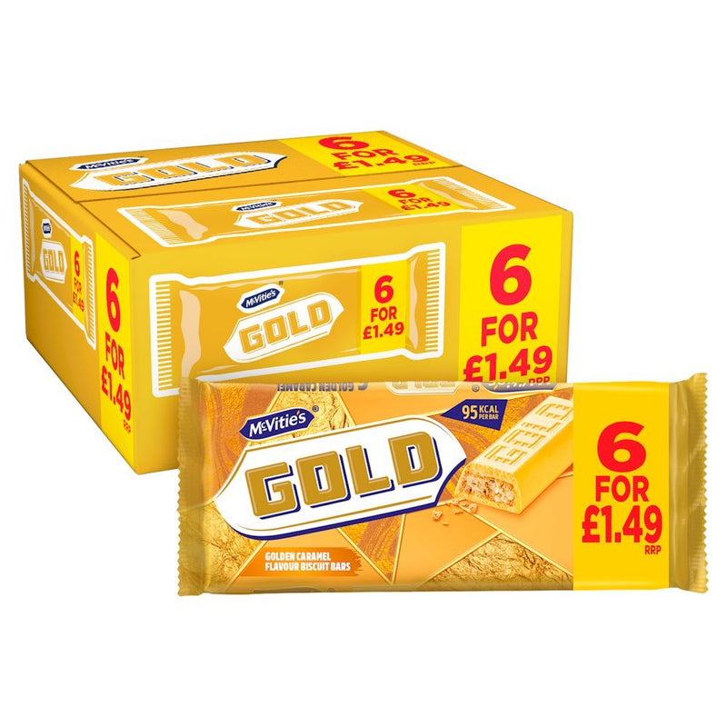 Mcvitie's Gold Golden Caramel Flavour Biscuit Bars 106g (Box of 12) - BritishGram.com