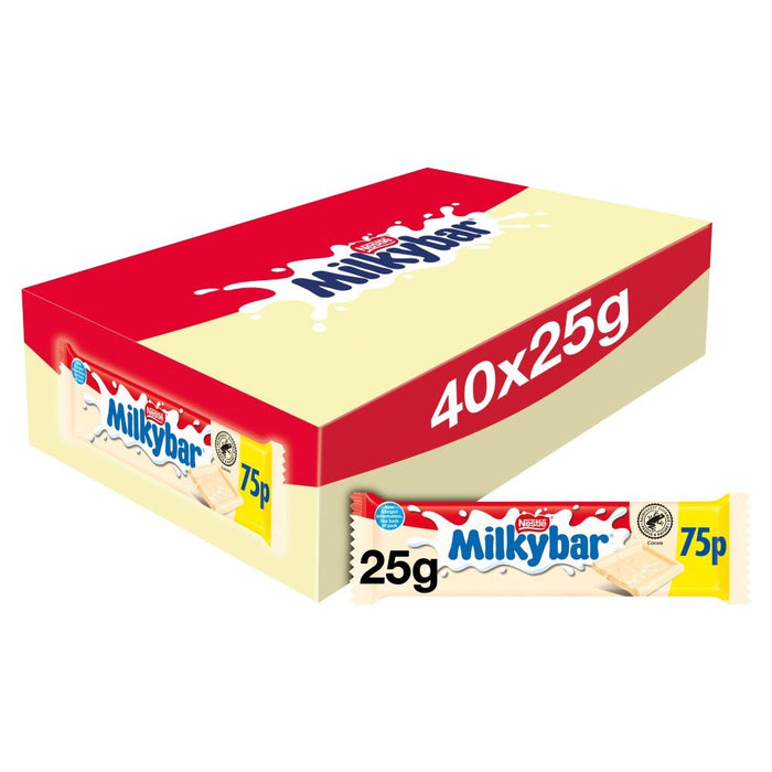 Milkybar White Chocolate Medium Bar, PMP 25g (Box of 40) - BritishGram.com