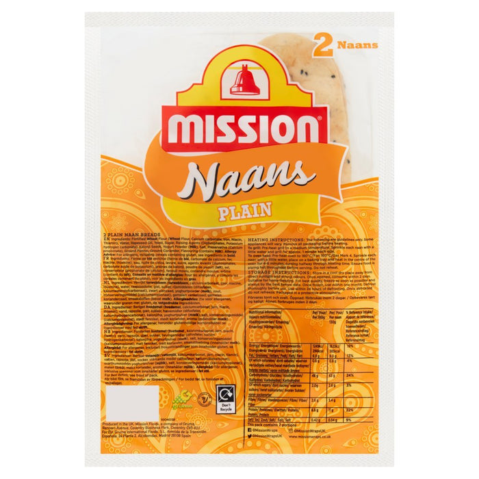 Mission 2 Plain Naan Breads - BritishGram.com