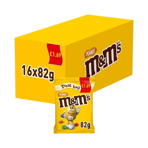 M&M's Crunchy Peanut & Milk Chocolate Bites Treat Bag 82g (Box of 16) - BritishGram.com