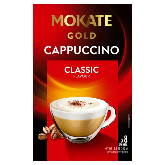 Mokate Gold Cappuccino Classic Flavour Instant Coffee Drink 8 x 12.5g PMP (Box of 12) - BritishGram.com