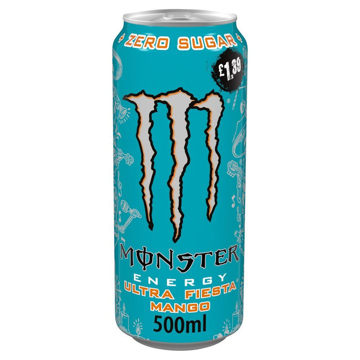 Monster Energy Drink Ultra Fiesta Mango Zero Sugar 500ml (Case of 12) - BritishGram.com