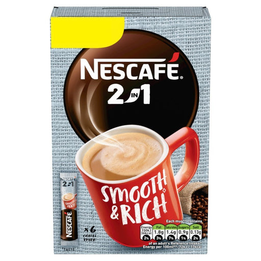 Nescafe 2in1 Instant Coffee 6 x 9g Sachets PMP (Box of 11) - BritishGram.com